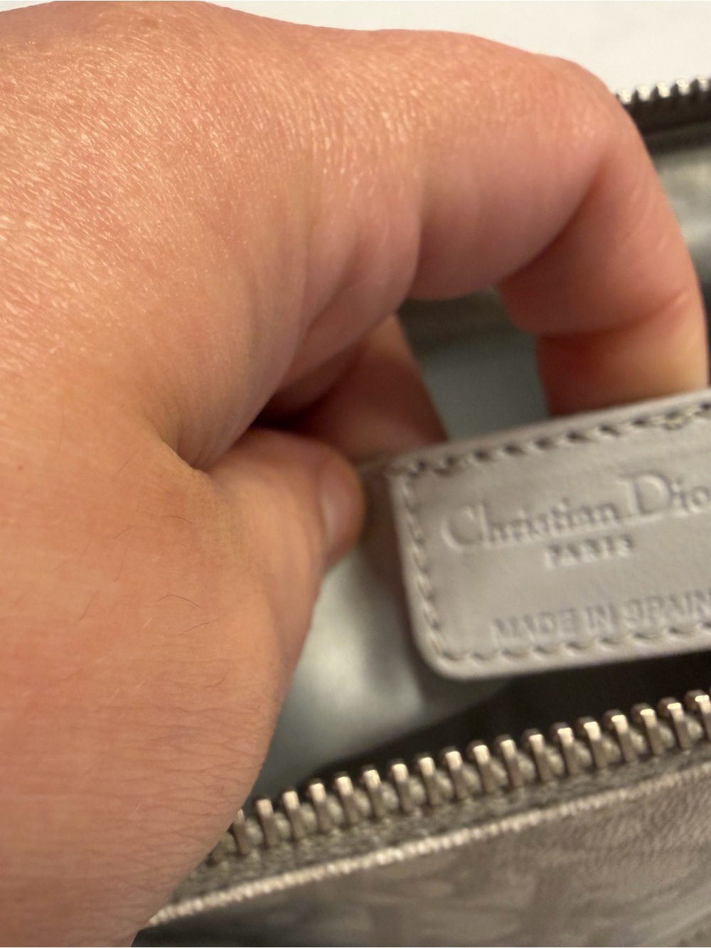 Vintage Dior Gray Monogram Shoulder Bag - Designer Style - Picture 4 of 8